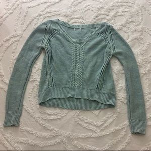 Aqua Blue/Turquoise Cable Knit Beach Sweater